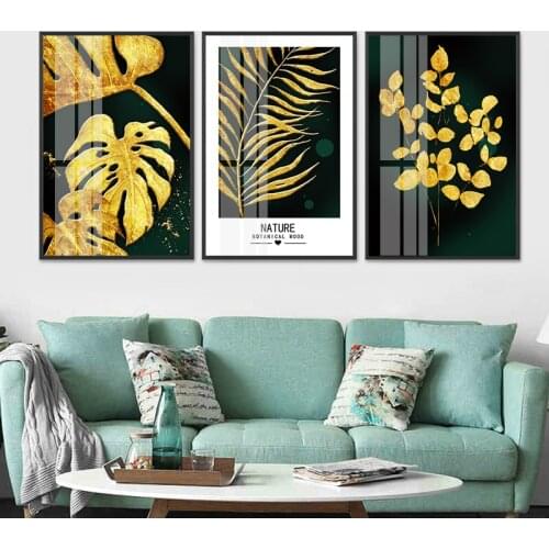 Nordic abstract gold foil canvas art painting living room bedroom porch posters and print wall wholesale home decor