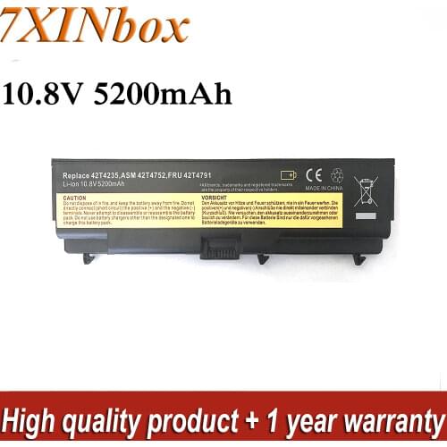 7XINbox 10.8V 5200mAh 42T4235 42T473142T4752 42T479 Battery For Lenovo ThinkPad E40 E50 L410 L412 L420 L421 L510 L512 L520 SL410
