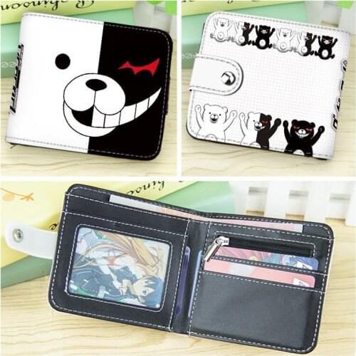Anime Danganronpa Monokuma student short wallet teenager simple zipper coin purse multi-card two-fold wallet female card bag