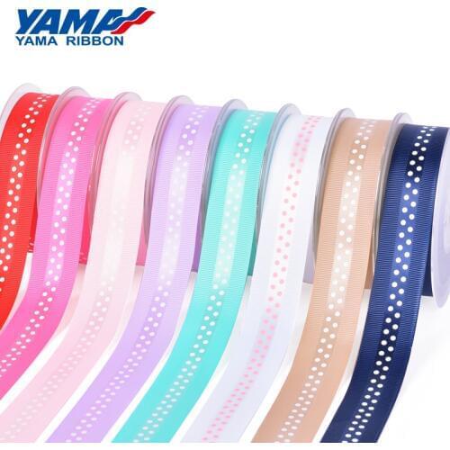 YAMA Grosgrain Edge Satin Dot Print Ribbon 25mm 100yards and 1" inch for Diy Dress Handmade Party Wedding Ribbons Gifts Craft