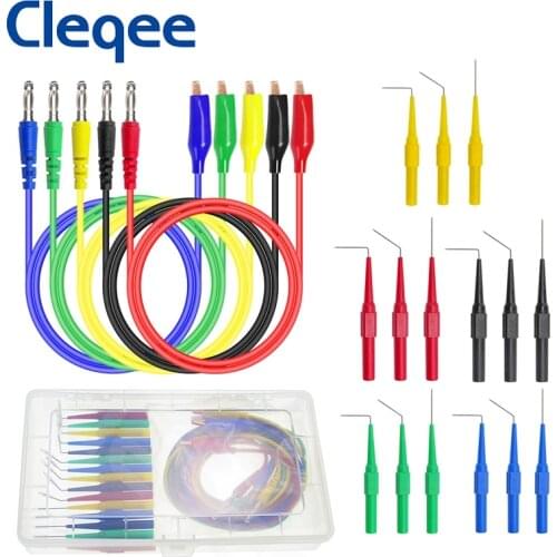 Cleqee P1920 Alligator clip to Banana plug test lead test probe connect to 4mm banana plug for electrical back probe kit