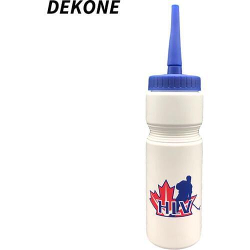 Hockey Water Bottle White HDPE Plastic NO BPA Sport Ice Hockey Football Lacrosse Bottles Classic Extended Tip Design Sports Gear