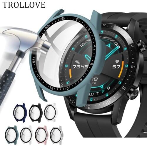 Case for Huawei watch GT 2 46mm strap band Watch GT2 46 mm Hard PC + Glass All-Around Screen Protector cover bumper Cases
