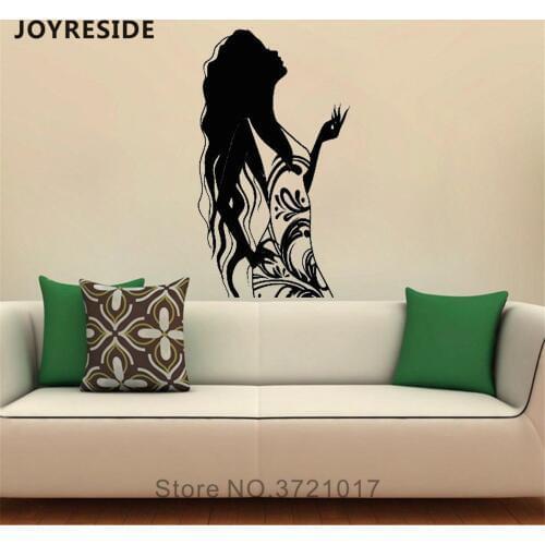 JOYRESIDE Hairdress Art Wall Decal Salon Woman Wall Sticker Beauty Vinyl Decor Home Livingroom Modern Decor Interior DesignA1030