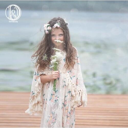 Don&Judy Boho Lace 150cm height Girl Dresses for Photo Shoot Party Evening Tassels Dress Clothes Photography Prop 2021