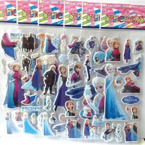 100 pcs Disney Frozen elsa Anna Princess 3D stickers toys Patrulla Canina Action Figures toys Frozen birthday toys stickers gift