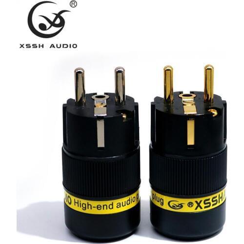 XSSH Audio YIVO HIFI Pure copper plating gold Rhodium 18mm AC Female Male Euro EU Schuko power plug Electrical Connector