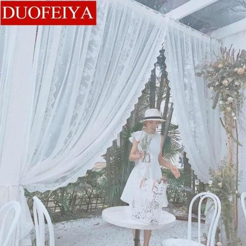 French white curtains for lace girls bedroom Europe type small emotional appeal lace pattern pervious to light tulle curtains