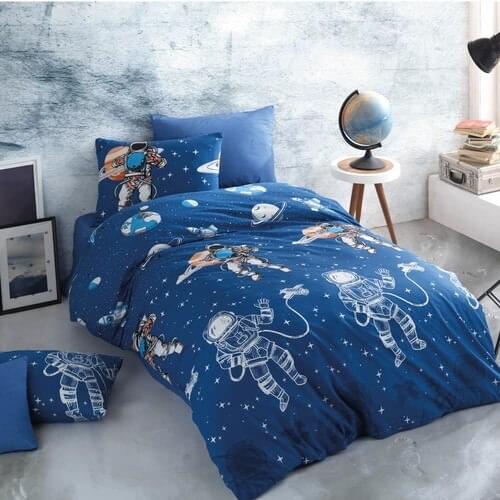Cotton Touch Ranforce Astro Blue Single Duvet cover set