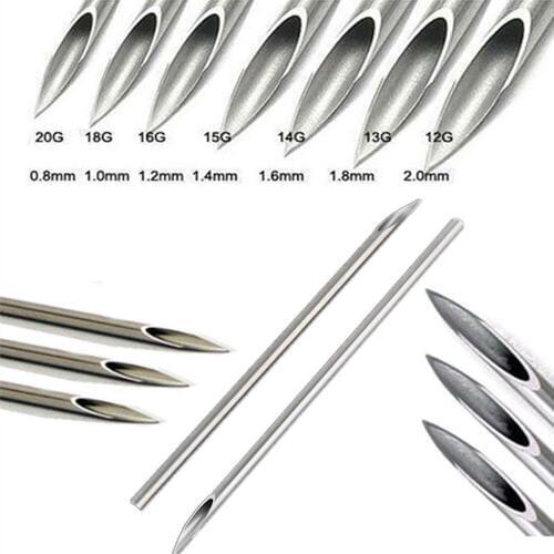 Piercing Needles Sterile 8g 10g 12g 13g 14g 16g 18g 20g Body Navel Nose Ear Nipple Tongue Belly Eyebrow Piercing Free Shipping