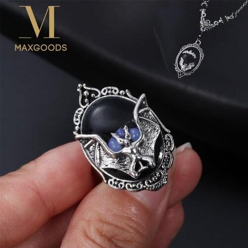 Gothic Vampire Bat Ring Crystal Ring Gothic Witch Ring Victorian Pagan Jewelry Gifts For Bat Lovers Adjustable Bat Cameo Rings