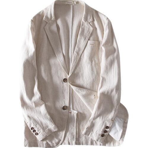 Summer Champagne Linen Suits Men 2019 2 Buttons Wedding Beach Prom Groom Wear Tuxedo Latest Design Blazer Men suit Custom made