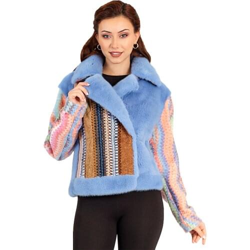 MODAQUEEN Store women mink fur accessory wicker pattern lamb fur custom design jacket 2018-B free shipping luxury clothing 2021