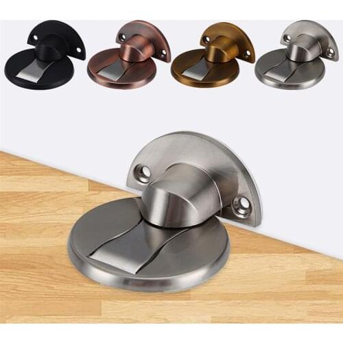 Stainless Steel Magnetic Door stopper Modern magnet Hidden Door Stops Holders Catch Floor Nail-free Doorstop Furniture Hardware