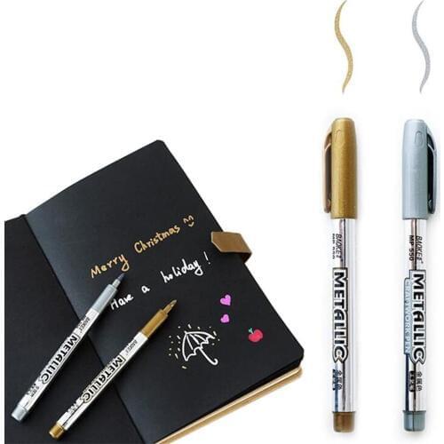 Metallic Marker Pens 1.5 mm Fine Point Paint Pen Metallic Painting Pens Metallic Permanent Markers for Cards Writing Signature