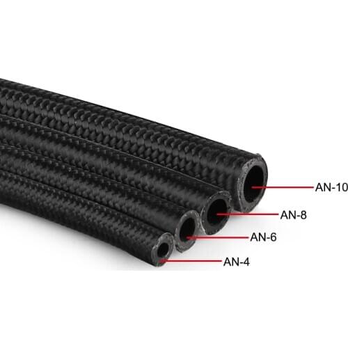 AN-10 AN10 Nylon Braided Fuel Hose Oil Cooler Hose 1M Black
