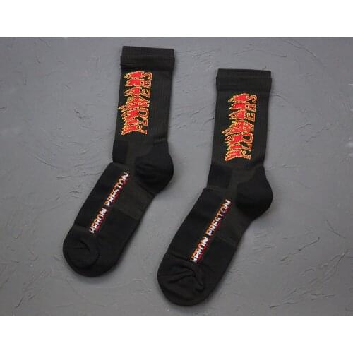 5pairs Mens socks Flame Women Socks Weed Running Red-crowned Crane Skateboard Black Cotton Stockings Funny Skater Streetwear