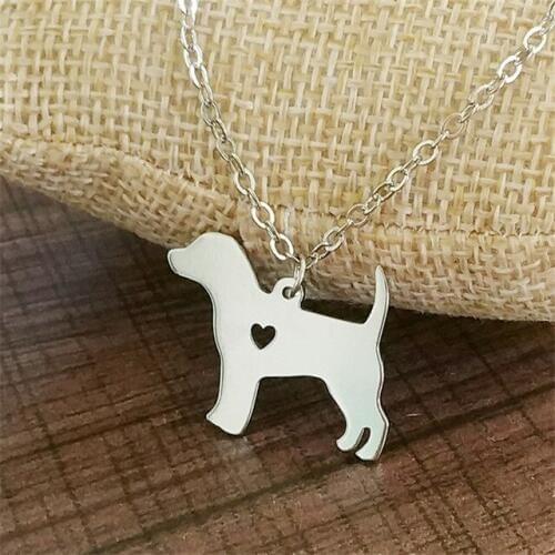 New Beagle Necklace Silver Color Stainless Steel Beagle Pendant Necklace Animal Dog Jewellery