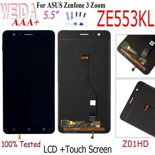 WEIDA Original 5.5" For Asus ZenFone 3 Zoom ZE553KL Display LCD Touch Screen Digitizer for ASUS Zenfone3 Z01HDA LCD screen Tool