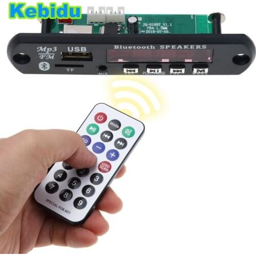 Kebidu MP3 decoder board Wireless Bluetooth 4.1 Audio Decoder Board 5-12V USB TF FM Radio AUX Module MP3 Player LED for Car Kit
