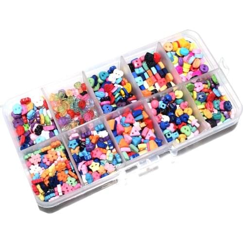 1000PCS Coulorful Button with The Box Candy Colors Cartoon Resin Children Sewing Button for Cloth DIY Crafts Accessories DIY