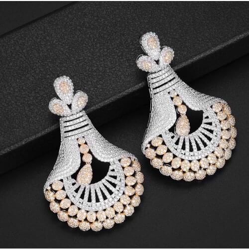 Blachette Luxury Sector Shiny Dangle Pendant Earrings For Women Wedding Party Cubic Zirconia DUBAI Bridal Jewelry Accessories