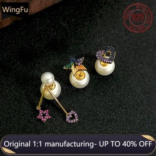 S925 sterling silver golden zircon natural pearl five-pointed star heart-shaped earrings luxury brand Monaco jewelry gift