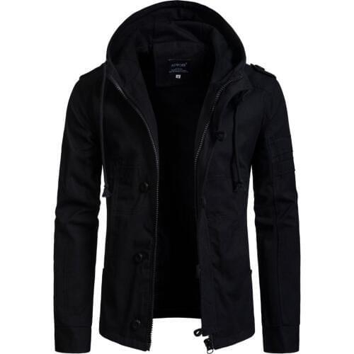European Code Mens Gooded Trench Coat 2020 Spring Aand Winter New Mens Hooded Cotton Jacket Cardigan Long Casual Out Jacket