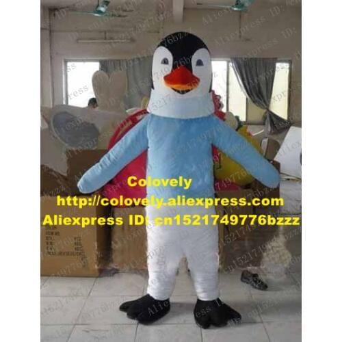 Smart White Black Penguin Doctor Mascot Costume Mascotte Spheniscidae Penuins With White Tie Blue Shirt Adult No.2806 Free Ship