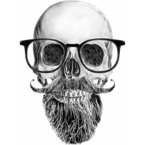 Funny Car Sticker Mustache Skull Auto Accessories Vinyl Decal Cover Scratches for Renault Megane Opel Hyundai ,16cm*12cm