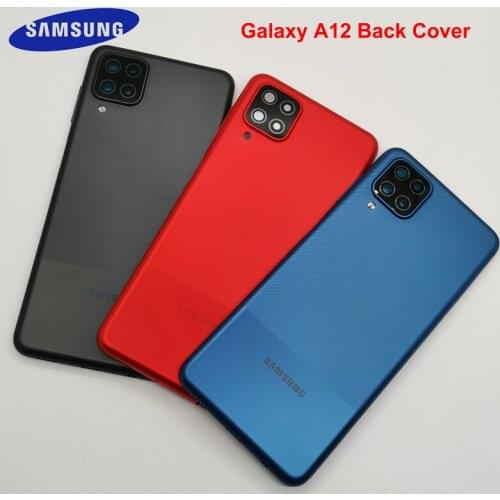 Samsung Galaxy A12 Back Battery Cover Rear Housing Cover Replacement With Side Button and Camera Lens For Galaxy A12 Phone Case