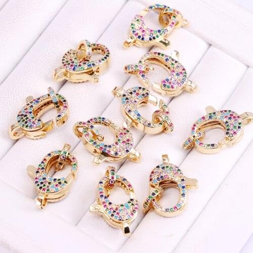 10PCS，Rainbow CZ Micro Pave Lobster Clasps, Cubic Zirconia Jewelry Clasps