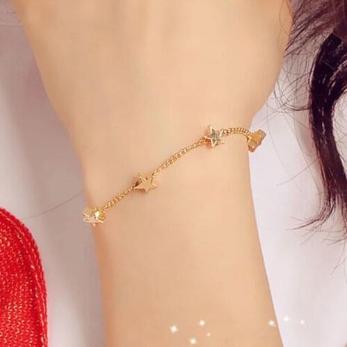 1 Pcs Sell Heart Stars Cuff Bracelets For Women Girls Gold Color Metal Bracelets Statement Jewelry Wholesale