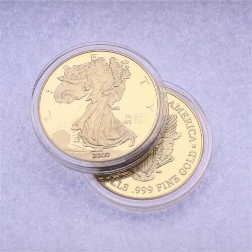 1 Oz 2000 American Eagle Sunshine Walking Liberty Gold Coin Gilded Collectibles Crafts Decorations