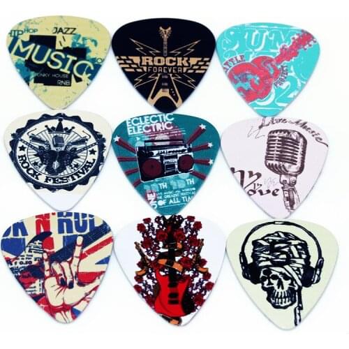 10Pcs/Lot 0.46/0.71/1.0mm Thickness Guitar Strap Guitar Parts Gestures Music Elements Mixed Pattern Thickness Guitar Picks