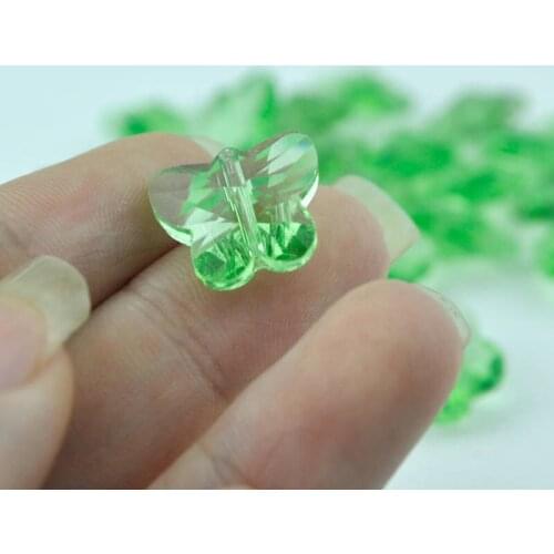 100pcs 11x14mm Apple Green Color Butterfly Crystal Beads Animal Crystal Loose Spacer DIY Beads Crystal Glass Jewelry Beads