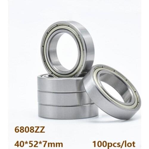 100pcs/lot 6808ZZ 6808 ZZ 6808Z 40×52×7mm Thin Deep Groove Ball Bearing Double metal cover 40*52*7 mm