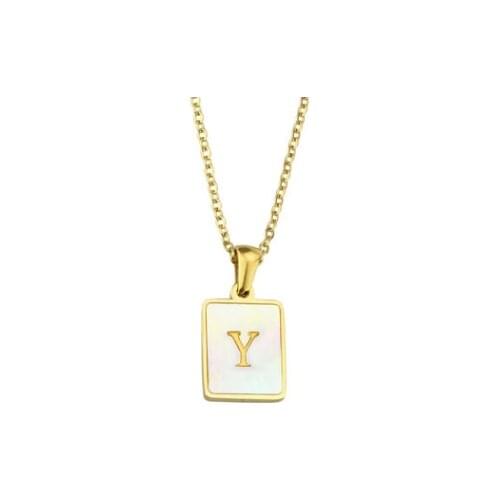 18K gold plating stainless steel 26 letters square nacklace
