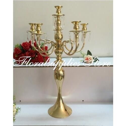 2019 Gold 5 Heads/ 3 Arms Candelabra Candle Holders Table Wedding Centerpieces Party and Event Candlesticks Home Decoration