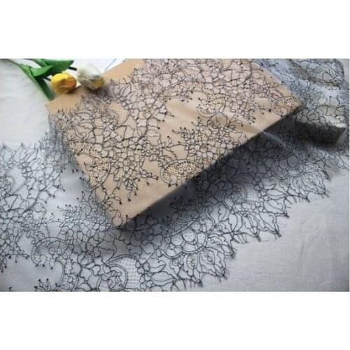 3yards Black and white chantilly lace trim, lace trimming for fashion double motif lace trim with eyelash fringe