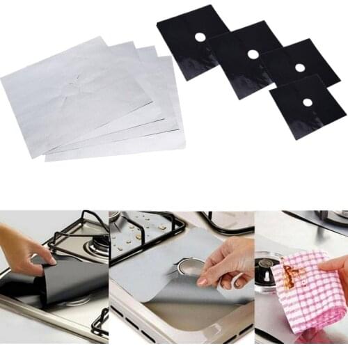 4pcs Reusable Gas Stove Protector Cooker Cover Liner Clean Mats Non-stick Stovetop Burner Sheeting Mat Pad Kitchen Accessories