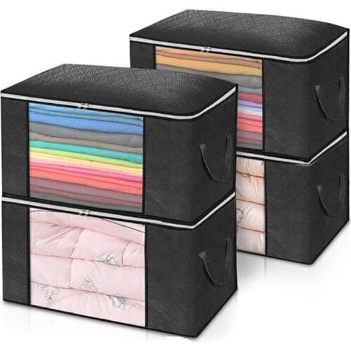 4Pcs/Set Clothes Quilt Storage Bag Blanket Closet Sweater Organizer Box Sorting Pouches Clothes Cabinet Container
