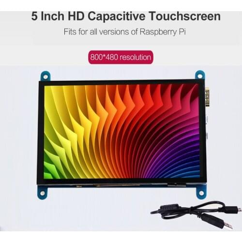 5 Inch HD Capacitive Touchscreen Display 800*480 Small Portable Monitor with USB HD Interface for Raspberry Pi Educational Tool