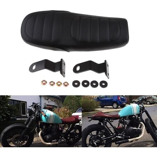 63cm Motorcycle Cafe Racer Seat Custom Vintage Hump Saddle Flat pan Retro Seat with Bracket Mount for Honda Suzuki