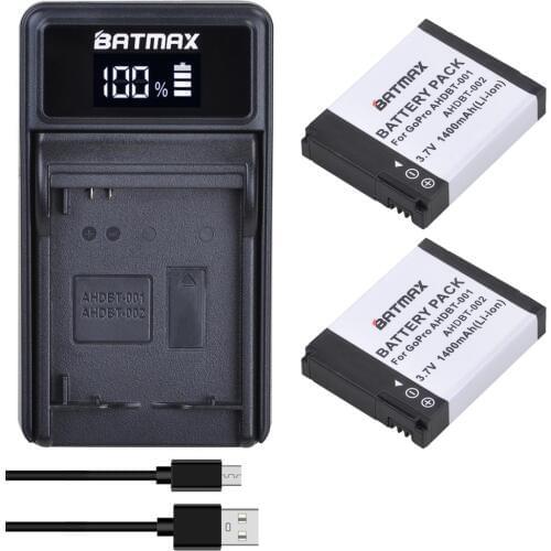 Batmax 1400mAh AHDBT-001 AHDBT-002 Battery+LED USB Charger for GoPro HD Hero1 Hero2 Motorsports Surf Outdoor 960 1080P Edition
