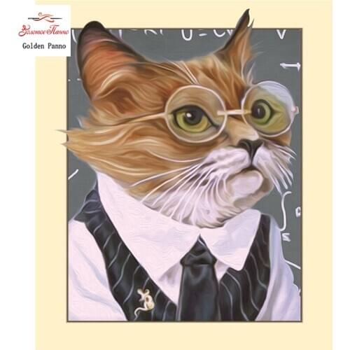 GOLDEN PANNO Diamond Painting Full Square 5D Diy Daimond Embroidery Diamant Mosaic Sale rhinestones pictures Gentleman cat 03