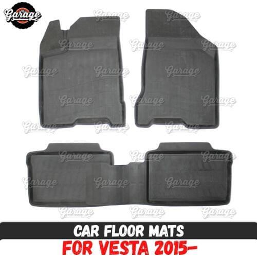Car floor mats for Lada Vesta 2015- rubber 1 set / 4 pcs accessories protect of carpet car styling decoration