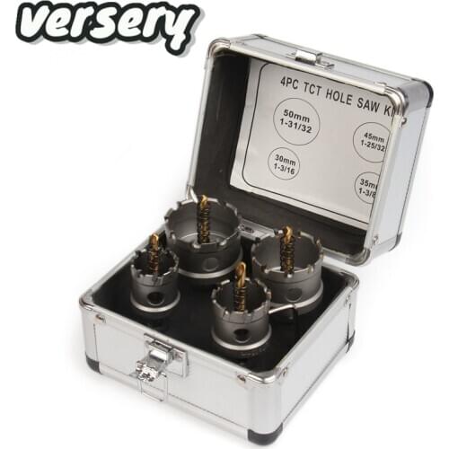 Free Shipping 4pcs/Set 30-50mm TCT Hole Saw Drill Bit set Alloy Carbide Cobalt Steel Cutter For Stainless Steel Plate Iron Metal