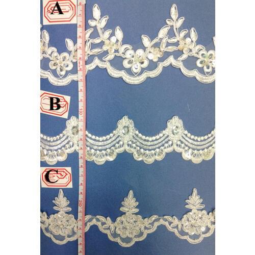FREE SHIPPING 7.5cm/5cm/6.5cm organdy polyester embroidery framed beaded and sequined veil dress lace trim,XERY-Z682/Z733/Z734