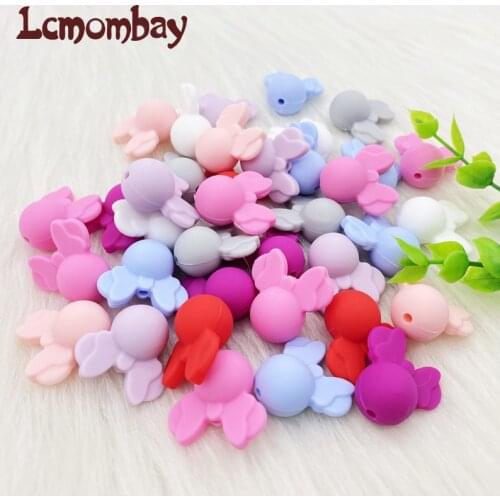 50/100pcs Baby Teething Beads Food Grade Cartoon Mouse Shape Beads For Necklaces BPA Free Baby Teether Toy Nursing